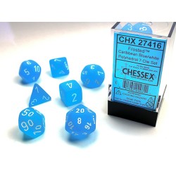 Frosted™ Polyhedral Caribbean Blue™/white 7-Die Set