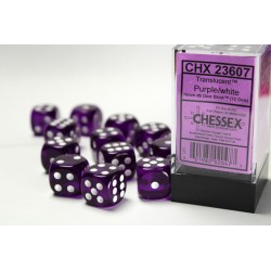 Translucent 16mm d6 Purple/white Dice Block™ (12 dice)