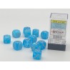 Luminary™ 16mm d6 Sky/silver Dice Block™ (12 dice)