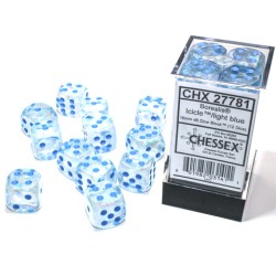 Borealis® 16mm d6 Icicle™/light blue Luminary™ Dice Block™ (12 dice)