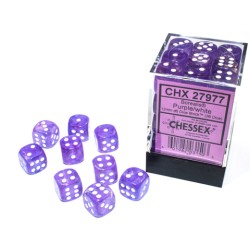 Borealis® 12mm d6 Purple/white Luminary™ Dice Block™ (36 dice)