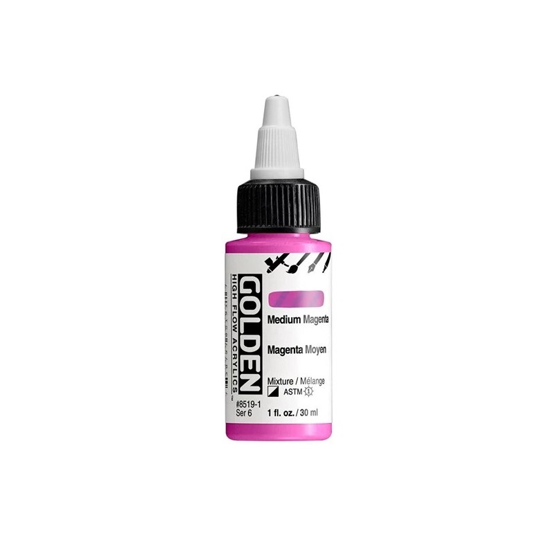Golden High Flow Acrylfarbe Magenta Mitt. / Medium Magenta30 ml