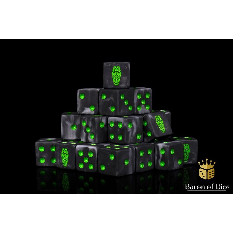 Day of The Dead Dice - Green Coffin Dice / square corner 25