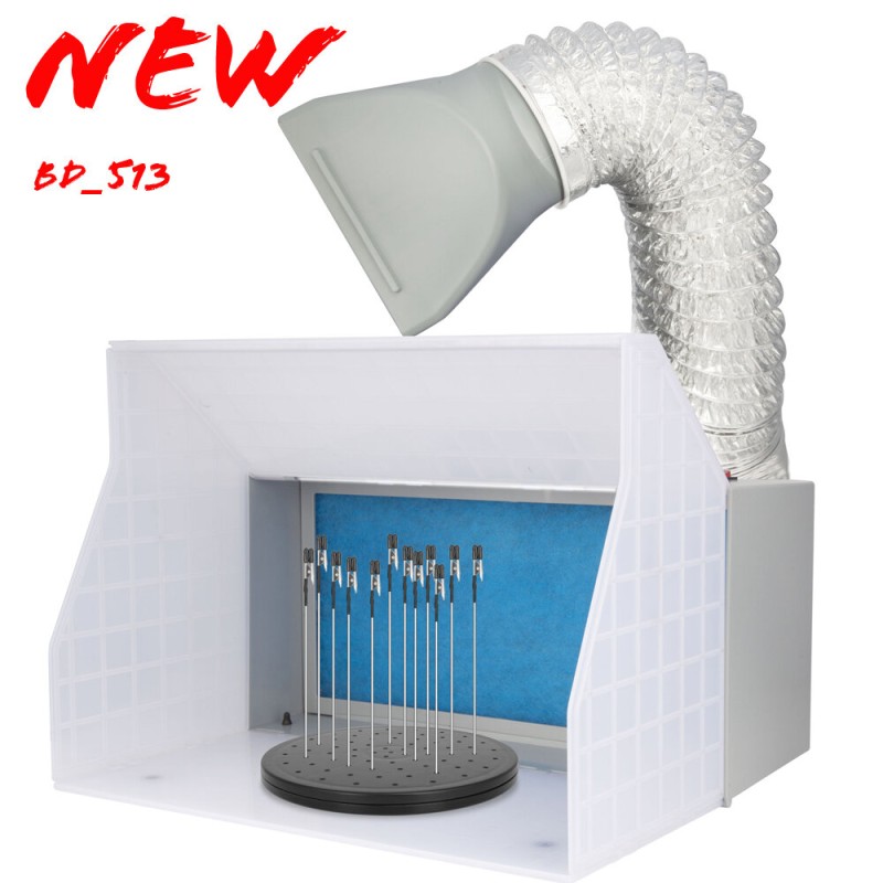 Fengda Kompaktere und tragbarere Airbrush-Spritzkabine von mit Saugkanal FD-513 mit Krokodilklemmen und LED-Licht